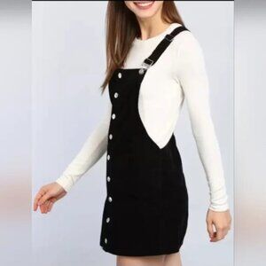 Harper Heritage | Black Corduroy Bib Overalls Dress | Size Extra Small